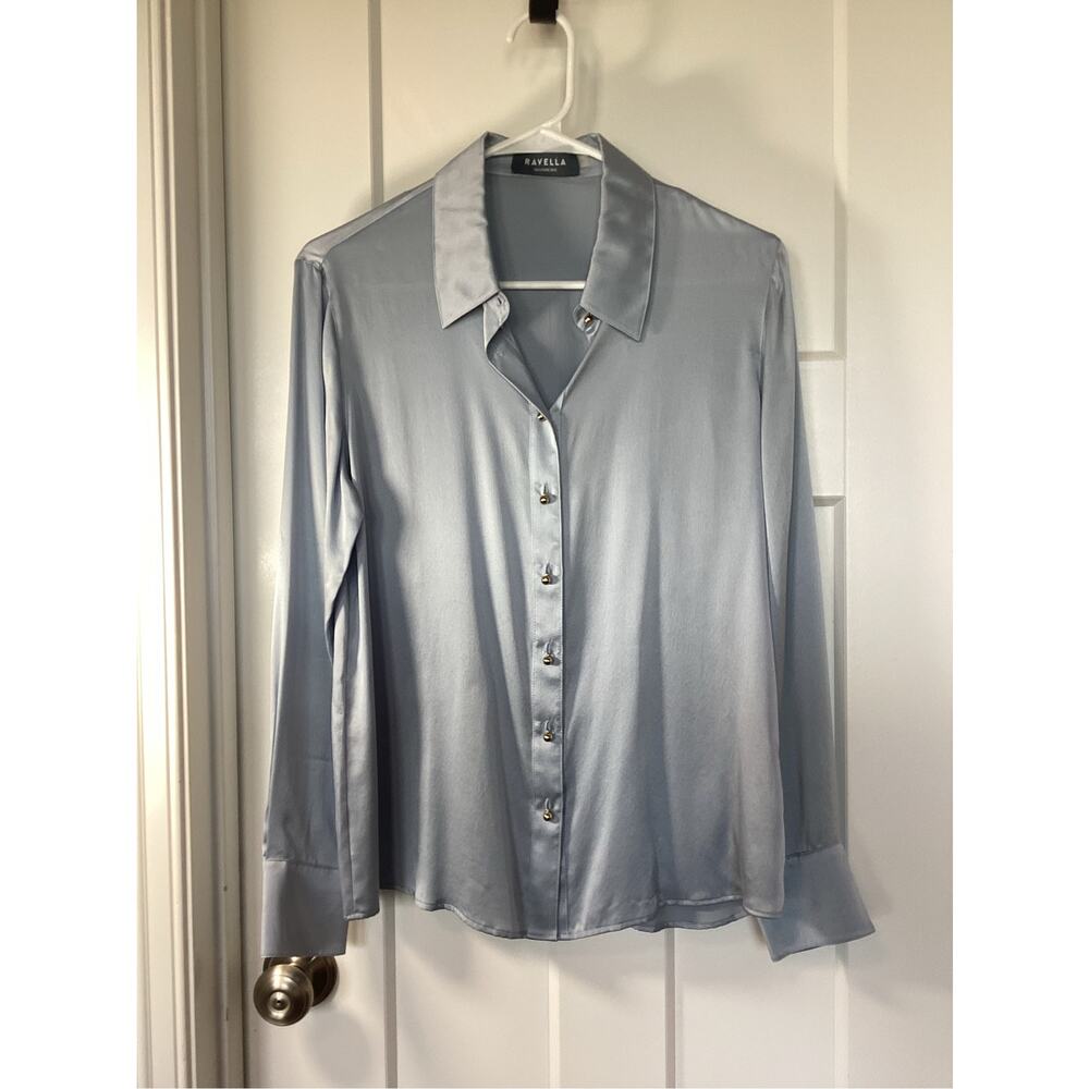 Ravella Milano Gray Silk Blouse - Women's Size Small minimalist designer - Picture 2 of 10